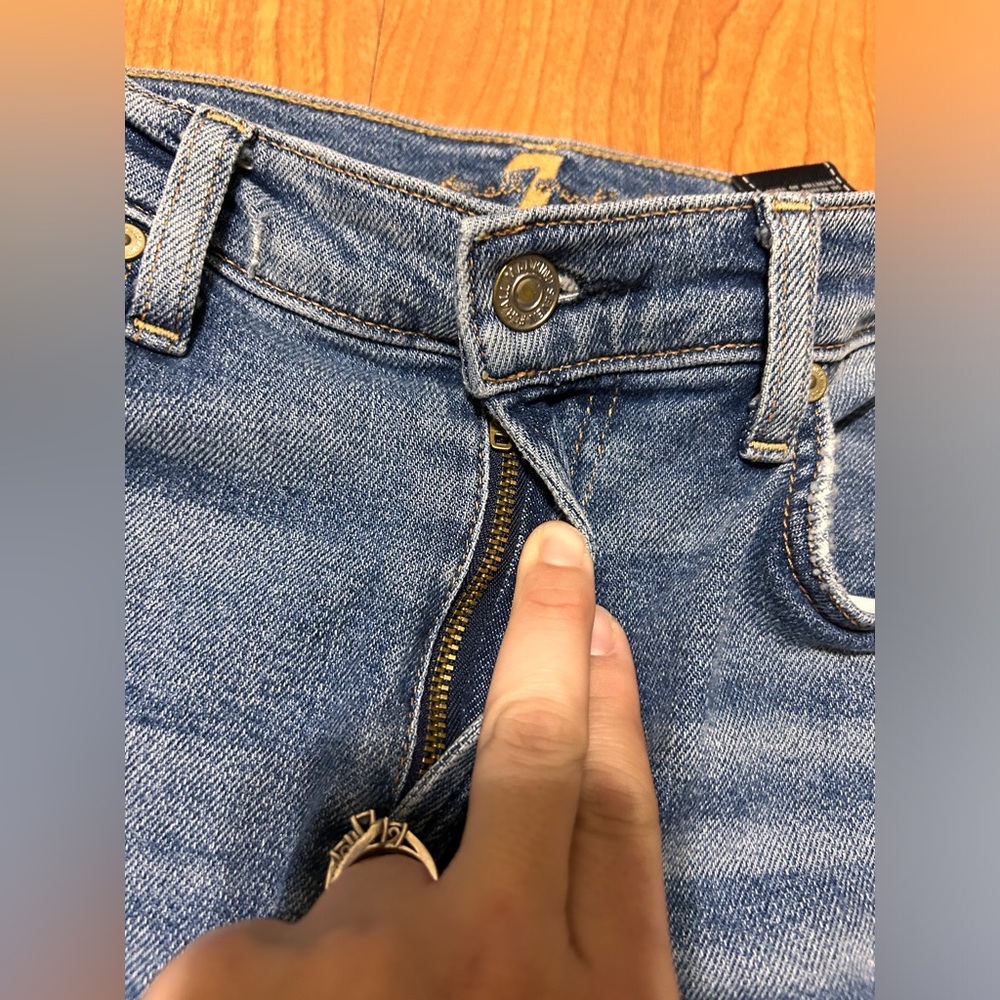 7 For All Mankind Jeans High Waist Ankle Skinny Silver Stripe Size 30 - Picture 4 of 13